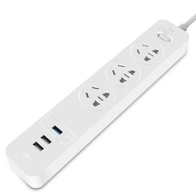 安全插线板 3USB快充接口+3插孔 8重安全防护插座/插排/排插/接线板/拖线板 白色
